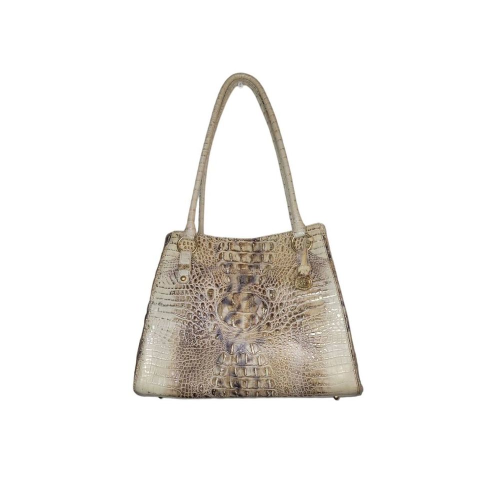 Brahmin Tan Croc-Embossed Shoulder Bag